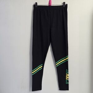 TBL Women's Black Leggings with Green and Yellow Accents